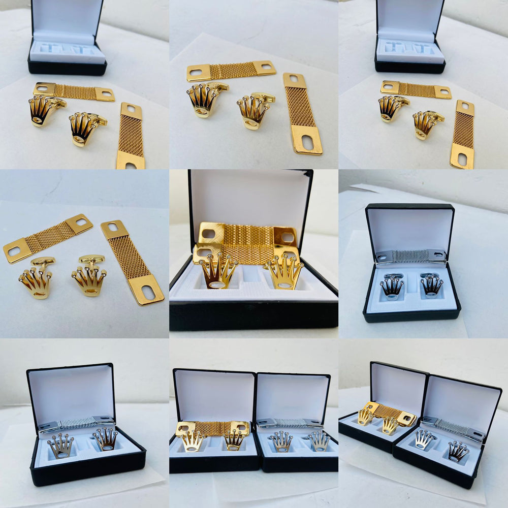 Rolex Crown Cufflinks With Chain - Creative Collection