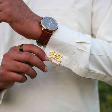 Customize Name Cufflinks With Chain - Creative Collection
