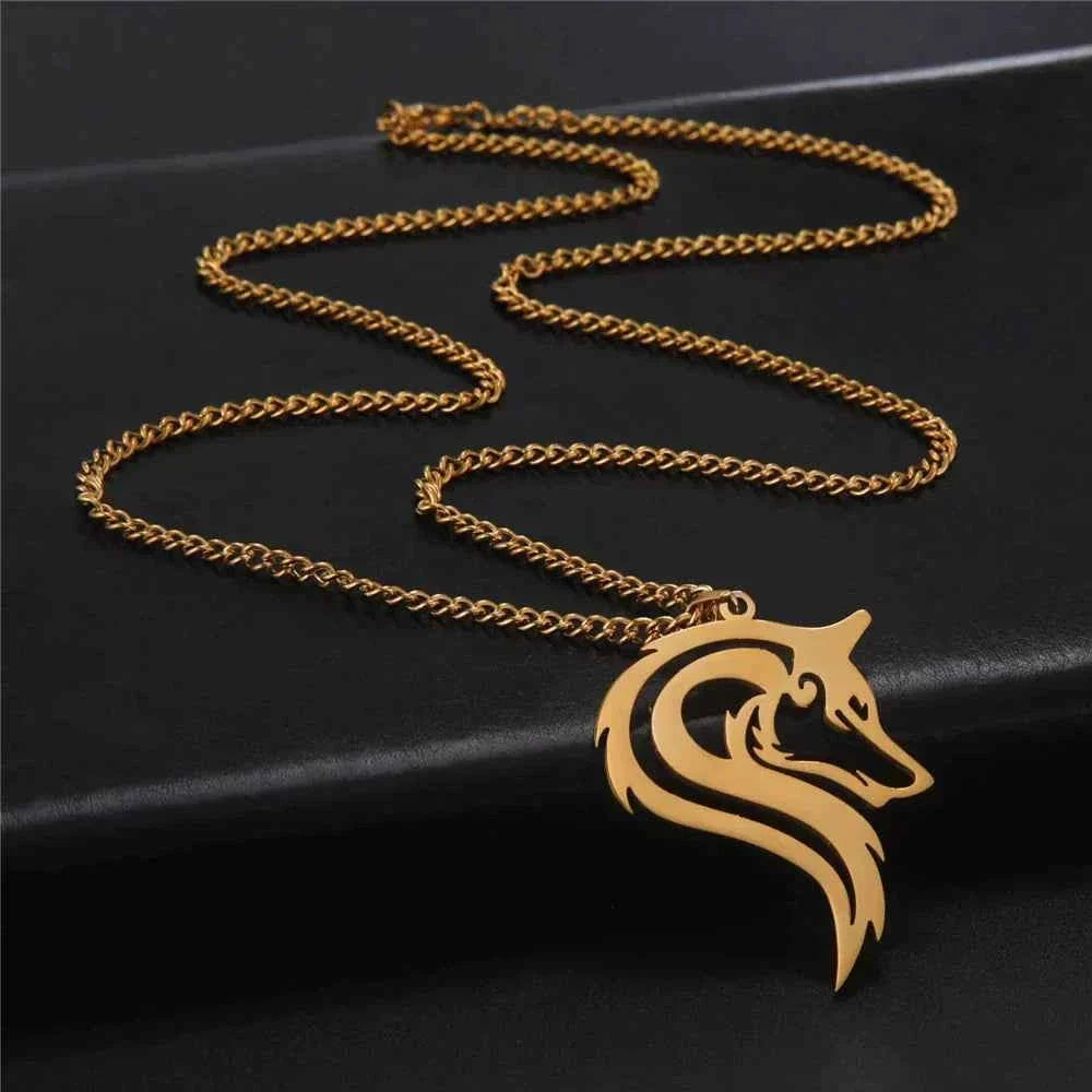 Viking Ancient Fenrir Wolf Necklace Stainless Steel Wolves Animal Necklace - Pendant