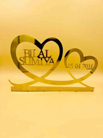 Double Heart Name Stand with Date - Creative Collection