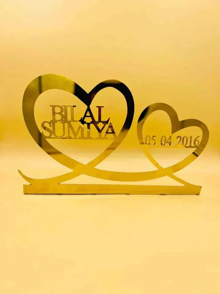 Double Heart Name Stand with Date - Creative Collection